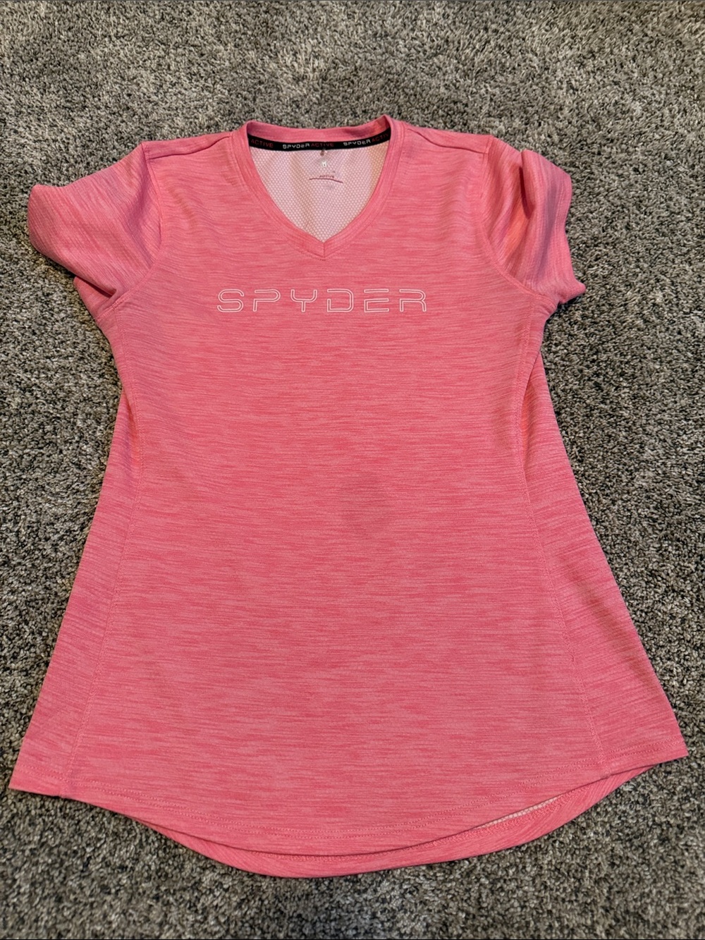Spyder Pink Short Sleeve V‑Neck Performance Tee